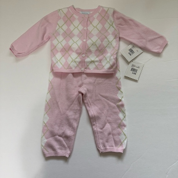 Hartstrings Other - NWT Hartstrings vintage argyle Pink and White Baby Set